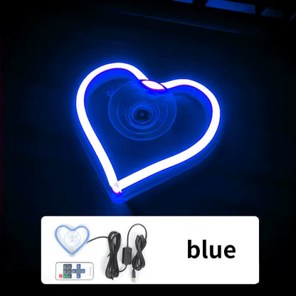 Window Neon Lights, Triangular Windows, Heart-Shaped Lights, Illuminated Heart-Shaped Decorations, Car Interface, Wireless Remot